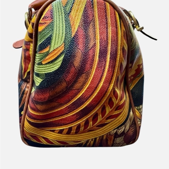 SALVATORE FERRAGAMO Seri Tropical Print Leather Boston Bag Limited - Picture 4 of 12